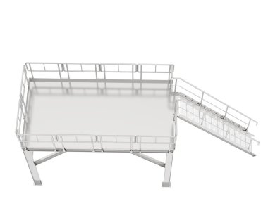 Arka planda sanayi platformu izole edilmiş. 3d görüntüleme - illüstrasyon