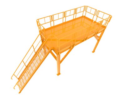 Arka planda sanayi platformu izole edilmiş. 3d görüntüleme - illüstrasyon