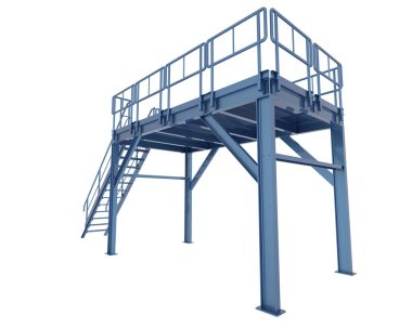 Arka planda sanayi platformu izole edilmiş. 3d görüntüleme - illüstrasyon