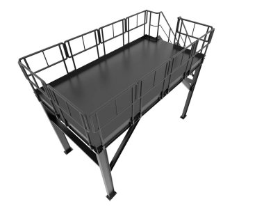 Arka planda sanayi platformu izole edilmiş. 3d görüntüleme - illüstrasyon