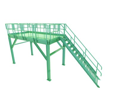 Arka planda sanayi platformu izole edilmiş. 3d görüntüleme - illüstrasyon