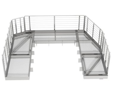 Arka planda sanayi platformu izole edilmiş. 3d görüntüleme - illüstrasyon