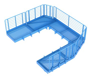 Arka planda sanayi platformu izole edilmiş. 3d görüntüleme - illüstrasyon