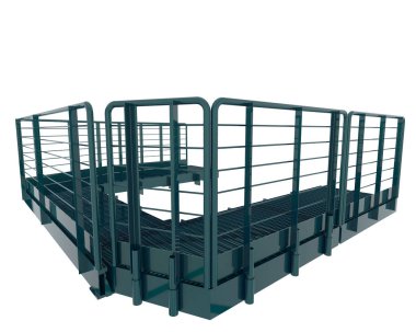 Arka planda sanayi platformu izole edilmiş. 3d görüntüleme - illüstrasyon