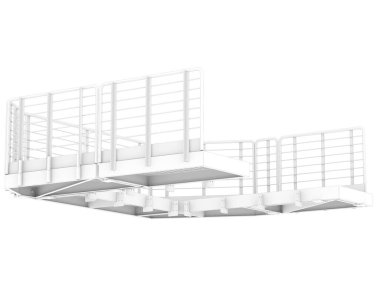 Arka planda sanayi platformu izole edilmiş. 3d görüntüleme - illüstrasyon