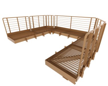 Arka planda sanayi platformu izole edilmiş. 3d görüntüleme - illüstrasyon