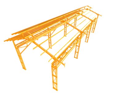 Alüminyum yapı çerçevesi beyaz arkaplanda izole edildi. 3d görüntüleme - illüstrasyon