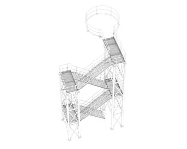 Silo stairs isolated over white background, illustration