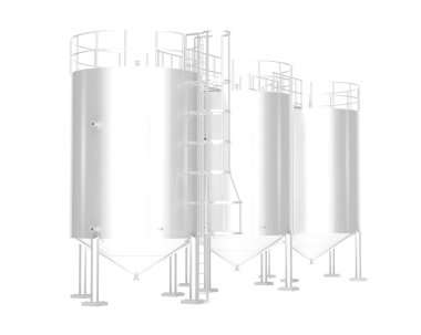 Tahıl depolamak için kullanılan bir çiftlikteki silolar, yüksek kuleler veya çukurlar 