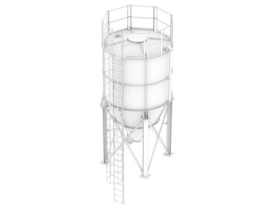 Arka planda endüstriyel silolar var. Büyük yayınlar ya da baskılar için ideal. 3d görüntüleme - illüstrasyon