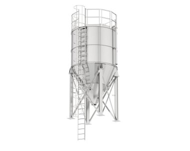Arka planda endüstriyel silolar var. Büyük yayınlar ya da baskılar için ideal. 3d görüntüleme - illüstrasyon