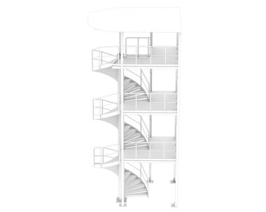Spiral staircase isolated over white background, illustration