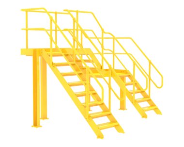 Stairs with platform isolated over white background, illustration