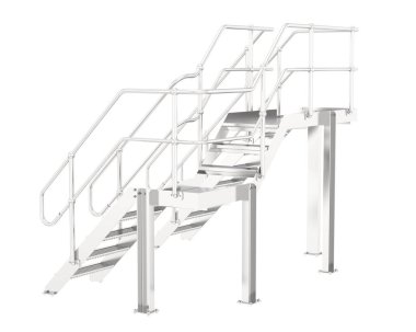 Stairs with platform isolated over white background, illustration
