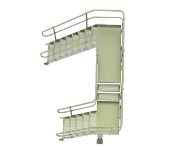 Stairs with platform isolated over white background, illustration