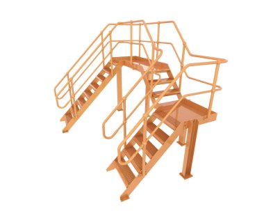 Stairs with platform isolated over white background, illustration