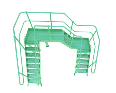 Stairs with platform isolated over white background, illustration