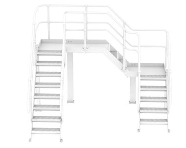 Stairs with platform isolated over white background, illustration