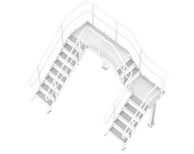 Stairs with platform isolated over white background, illustration