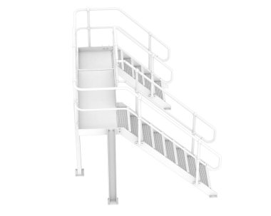 Stairs with platform isolated over white background, illustration