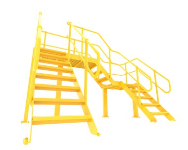 Stairs with platform isolated over white background, illustration
