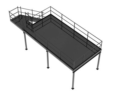 Stairs with platform isolated over white background, illustration