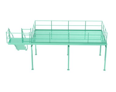 Stairs with platform isolated over white background, illustration