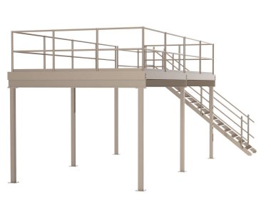 Stairs with platform isolated over white background, illustration