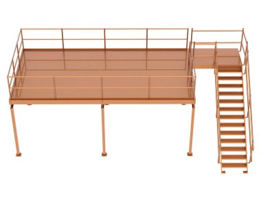 Stairs with platform isolated over white background, illustration