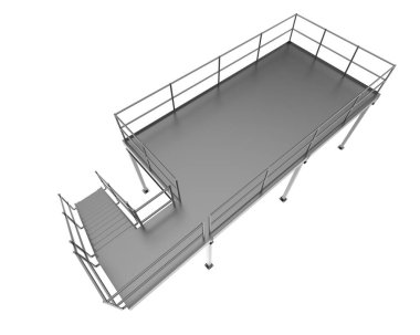 Stairs with platform isolated over white background, illustration