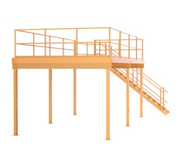 Stairs with platform isolated over white background, illustration