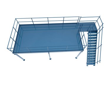 Stairs with platform isolated over white background, illustration