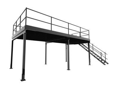 Stairs with platform isolated over white background, illustration