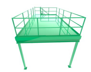 Stairs with platform isolated over white background, illustration