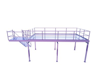 Stairs with platform isolated over white background, illustration