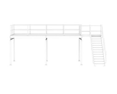 Stairs with platform isolated over white background, illustration
