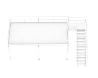 Stairs with platform isolated over white background, illustration
