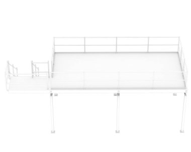 Stairs with platform isolated over white background, illustration