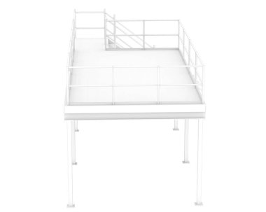 Stairs with platform isolated over white background, illustration