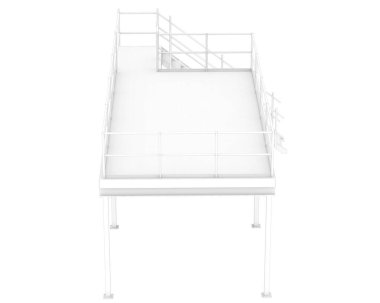 Stairs with platform isolated over white background, illustration