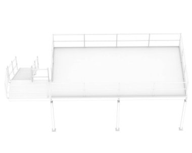 Stairs with platform isolated over white background, illustration