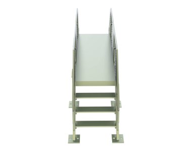 Stairs with platform isolated over white background, illustration