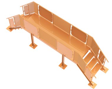 Stairs with platform isolated over white background, illustration