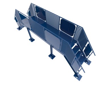 Stairs with platform isolated over white background, illustration