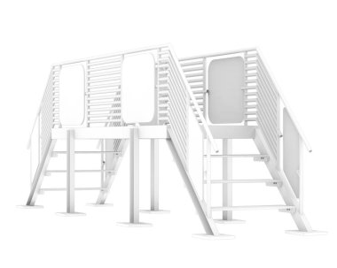 Stairs with platform isolated over white background, illustration