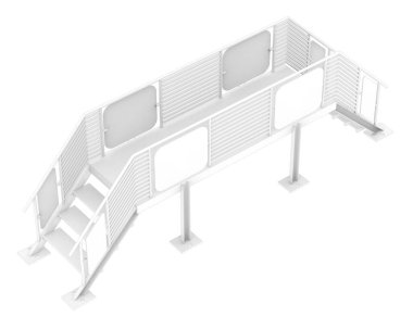 Stairs with platform isolated over white background, illustration