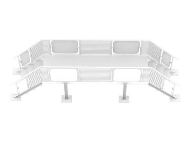 Stairs with platform isolated over white background, illustration