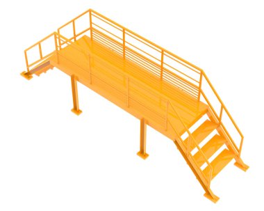 Stairs with platform isolated over white background, illustration