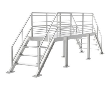 Stairs with platform isolated over white background, illustration