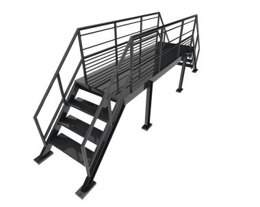 Stairs with platform isolated over white background, illustration